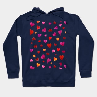 Valentine's  Day hearts - red, viva magenta and orange Hoodie